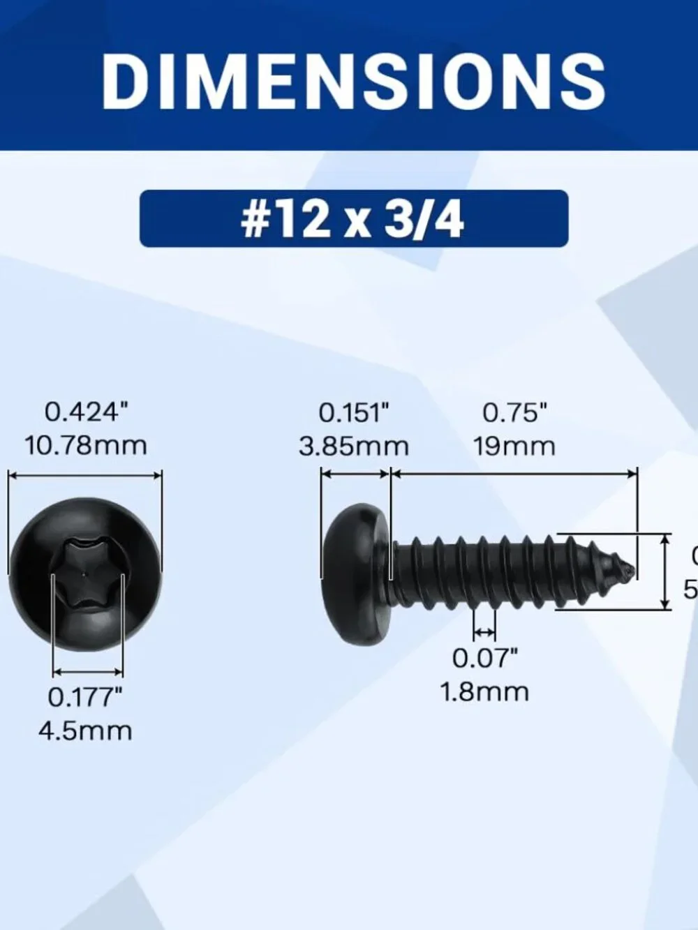 50pcs #12 x 3/4
